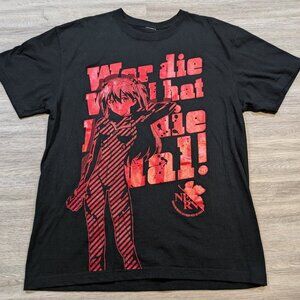 Neon Genesis Evangelion Asuka NERVE Men's Large Graphic T Shirt Anime Black Red